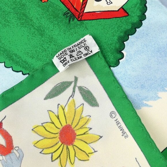 Hermes Scarf Carre 40 Retour a la Terre White Small Good 166349 - Picture 4 of 4